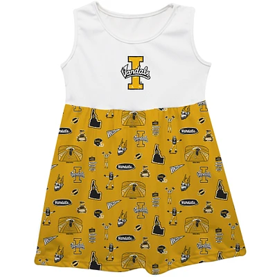 Girls Toddler Vive La Fete  Gold Idaho Vandals Impressions Artwork Tank Top Dress