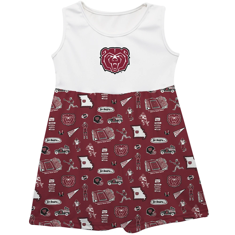 Girls Toddler Vive La Fete Maroon Missouri State University Bears Impressions Artwork Tank Top Dress