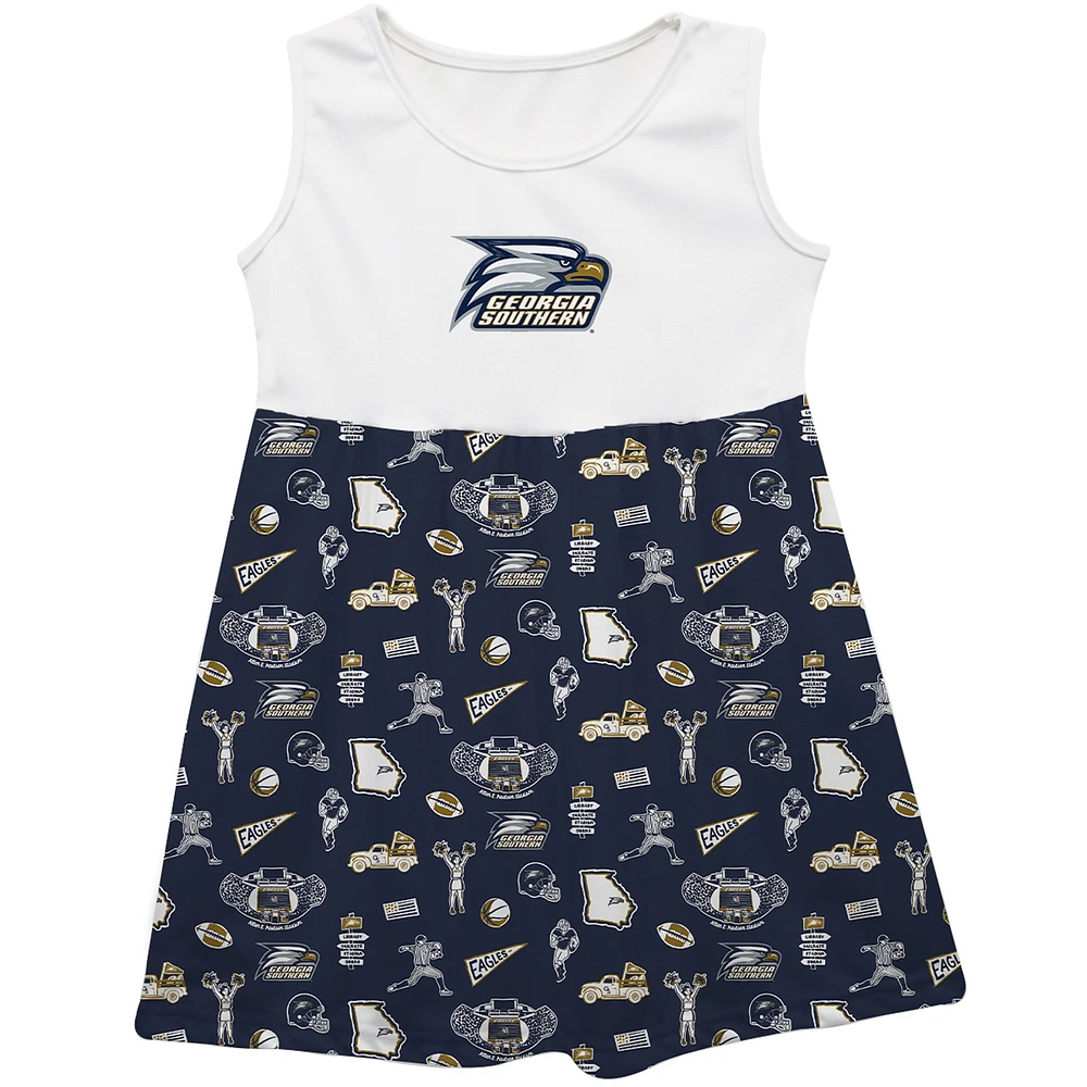 Girls Toddler Vive La Fete Navy Georgia Southern Eagles Impressions Artwork Tank Top Dress