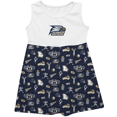 Girls Toddler Vive La Fete  Navy Georgia Southern Eagles Impressions Artwork Tank Top Dress