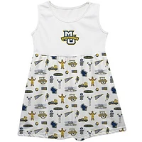Girls Toddler Vive La Fete  White Marquette Golden Eagles Impressions Artwork Tank Top Dress