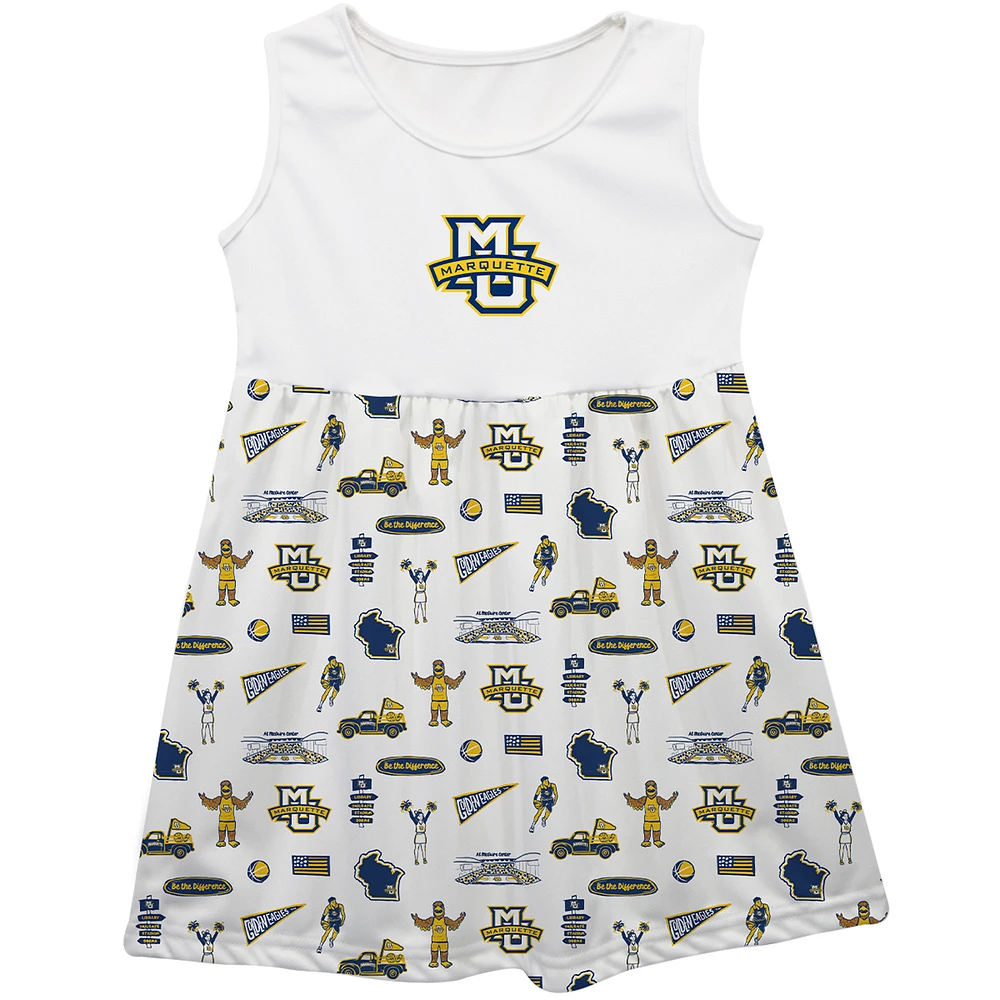 Girls Toddler Vive La Fete White Marquette Golden Eagles Impressions Artwork Tank Top Dress