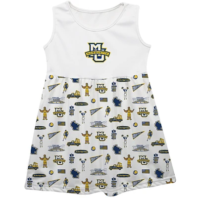 Girls Toddler Vive La Fete  White Marquette Golden Eagles Impressions Artwork Tank Top Dress