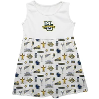 Girls Toddler Vive La Fete  White Marquette Golden Eagles Impressions Artwork Tank Top Dress