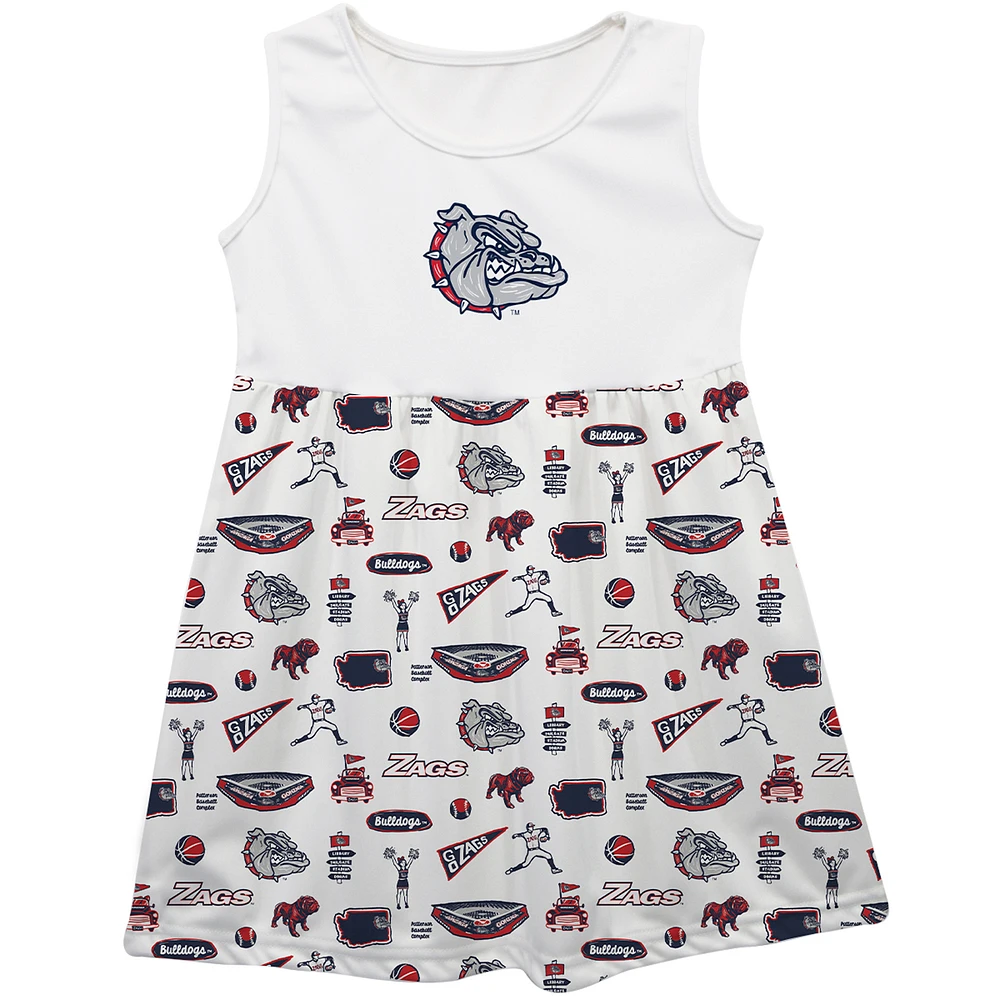 Girls Toddler Vive La Fete White Gonzaga Bulldogs Impressions Artwork Tank Top Dress