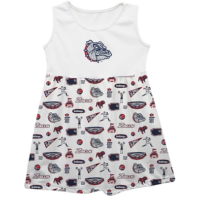 Girls Toddler Vive La Fete  White Gonzaga Bulldogs Impressions Artwork Tank Top Dress
