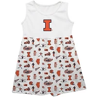 Girls Toddler Vive La Fete  White Illinois Fighting Illini Impressions Artwork Tank Top Dress