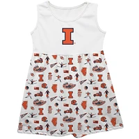 Girls Toddler Vive La Fete  White Illinois Fighting Illini Impressions Artwork Tank Top Dress