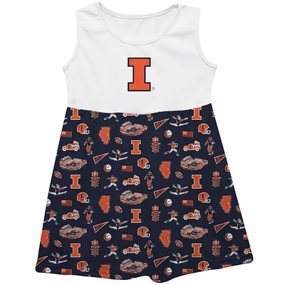 Girls Toddler Vive La Fete  Navy Illinois Fighting Illini Impressions Artwork Tank Top Dress