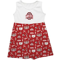 Girls Toddler Vive La Fete  Scarlet Ohio State Buckeyes Impressions Artwork Tank Top Dress