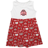 Girls Toddler Vive La Fete  Scarlet Ohio State Buckeyes Impressions Artwork Tank Top Dress