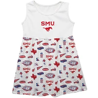 Girls Toddler Vive La Fete  White SMU Mustangs Impressions Artwork Tank Top Dress