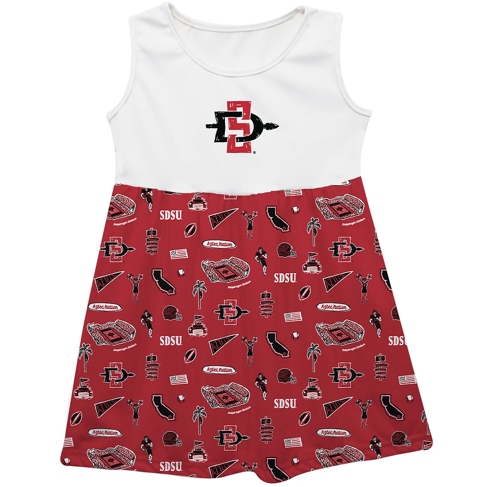Girls Toddler Vive La Fete Cardinal San Diego State Aztecs Impressions Artwork Tank Top Dress