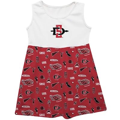 Girls Toddler Vive La Fete  Cardinal San Diego State Aztecs Impressions Artwork Tank Top Dress