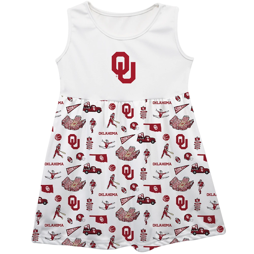 Girls Toddler Vive La Fete  White Oklahoma Sooners Impressions Artwork Tank Top Dress