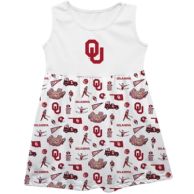 Girls Toddler Vive La Fete  White Oklahoma Sooners Impressions Artwork Tank Top Dress