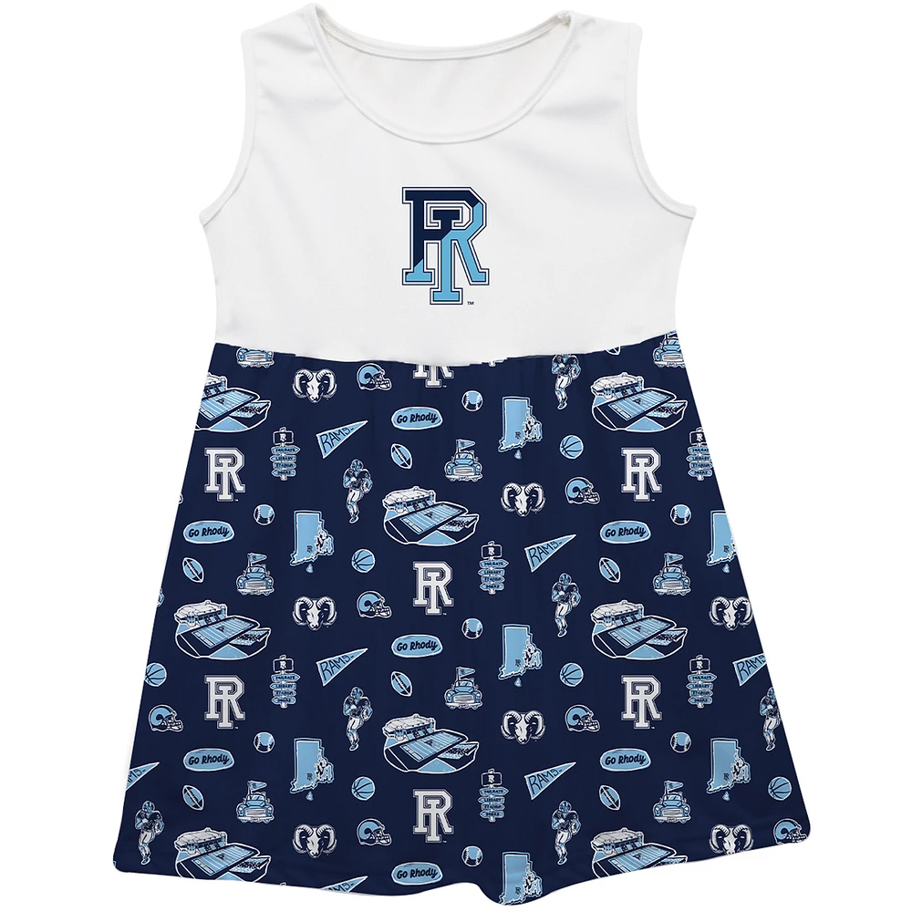 Girls Toddler Vive La Fete Navy Rhode Island Rams Impressions Artwork Tank Top Dress