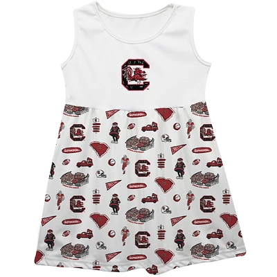 Girls Toddler Vive La Fete  White South Carolina Gamecocks Impressions Artwork Tank Top Dress