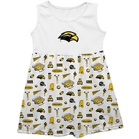 Girls Toddler Vive La Fete  White Southern Miss Golden Eagles Impressions Artwork Tank Top Dress