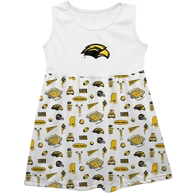 Girls Toddler Vive La Fete  White Southern Miss Golden Eagles Impressions Artwork Tank Top Dress
