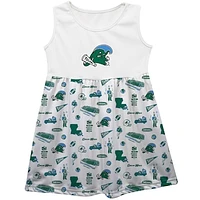Girls Toddler Vive La Fete  White Tulane Green Wave Impressions Artwork Tank Top Dress