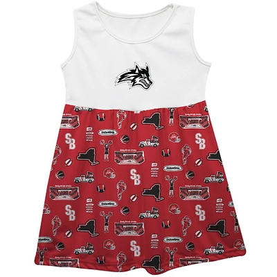 Girls Toddler Vive La Fete  Red Stony Brook Seawolves Impressions Artwork Tank Top Dress