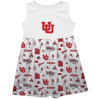 Girls Toddler Vive La Fete  White Utah Utes Impressions Artwork Tank Top Dress