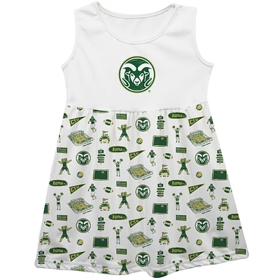 Girls Youth Vive La Fete  White Colorado State Rams Impressions Artwork Tank Top Dress