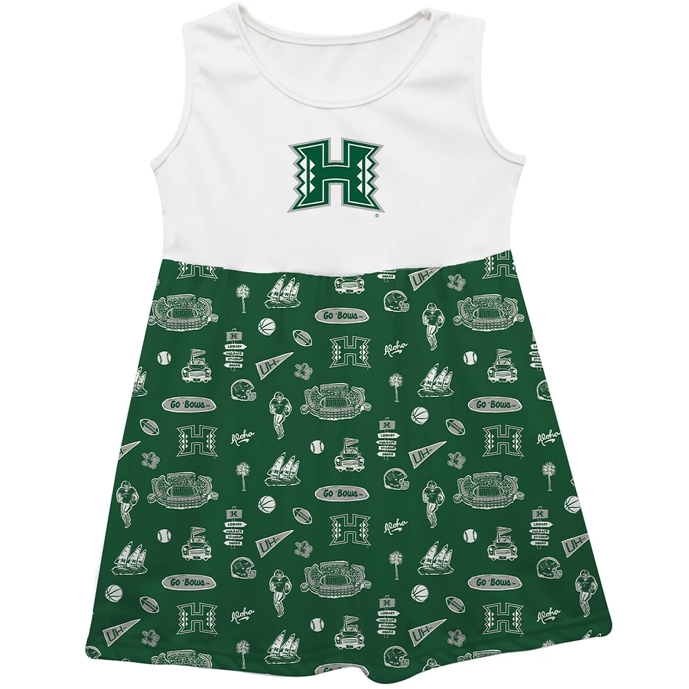 Girls Youth Vive La Fete Green Hawaii Rainbow Warriors Impressions Artwork Tank Top Dress