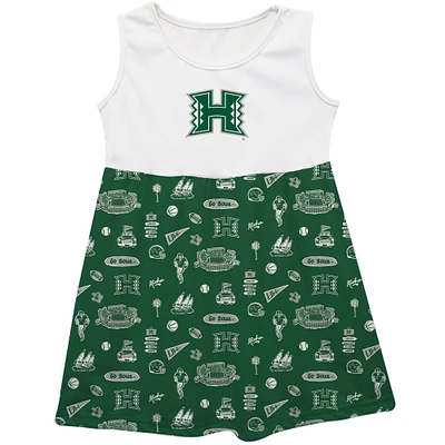 Girls Youth Vive La Fete  Green Hawaii Rainbow Warriors Impressions Artwork Tank Top Dress