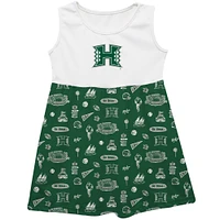 Girls Youth Vive La Fete  Green Hawaii Rainbow Warriors Impressions Artwork Tank Top Dress