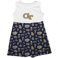 Girls Youth Vive La Fete  Navy Georgia Tech Yellow Jackets Impressions Artwork Tank Top Dress