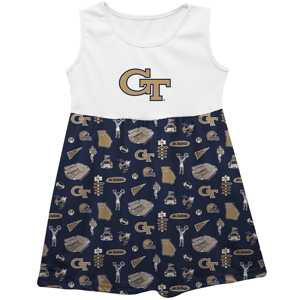 Girls Youth Vive La Fete Navy Georgia Tech Yellow Jackets Impressions Artwork Tank Top Dress