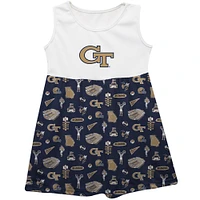 Girls Youth Vive La Fete  Navy Georgia Tech Yellow Jackets Impressions Artwork Tank Top Dress