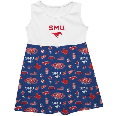 Girls Youth Vive La Fete  Navy SMU Mustangs Impressions Artwork Tank Top Dress