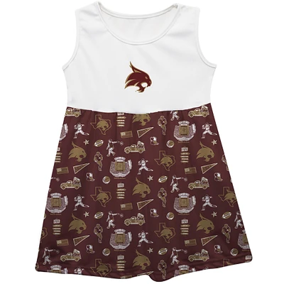 Girls Youth Vive La Fete  Maroon Texas State Bobcats Impressions Artwork Tank Top Dress