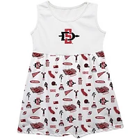 Girls Youth Vive La Fete  White San Diego State Aztecs Impressions Artwork Tank Top Dress