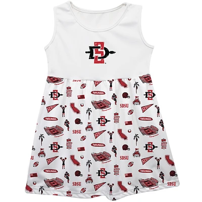 Girls Youth Vive La Fete  White San Diego State Aztecs Impressions Artwork Tank Top Dress
