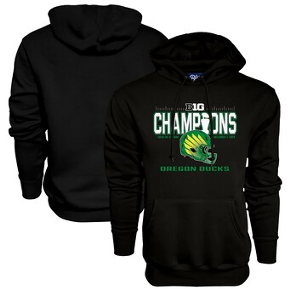 Men's Blue 84 Black Oregon Ducks 2024 Big Ten Football Conference Champions Locker Room Pullover Hoodie