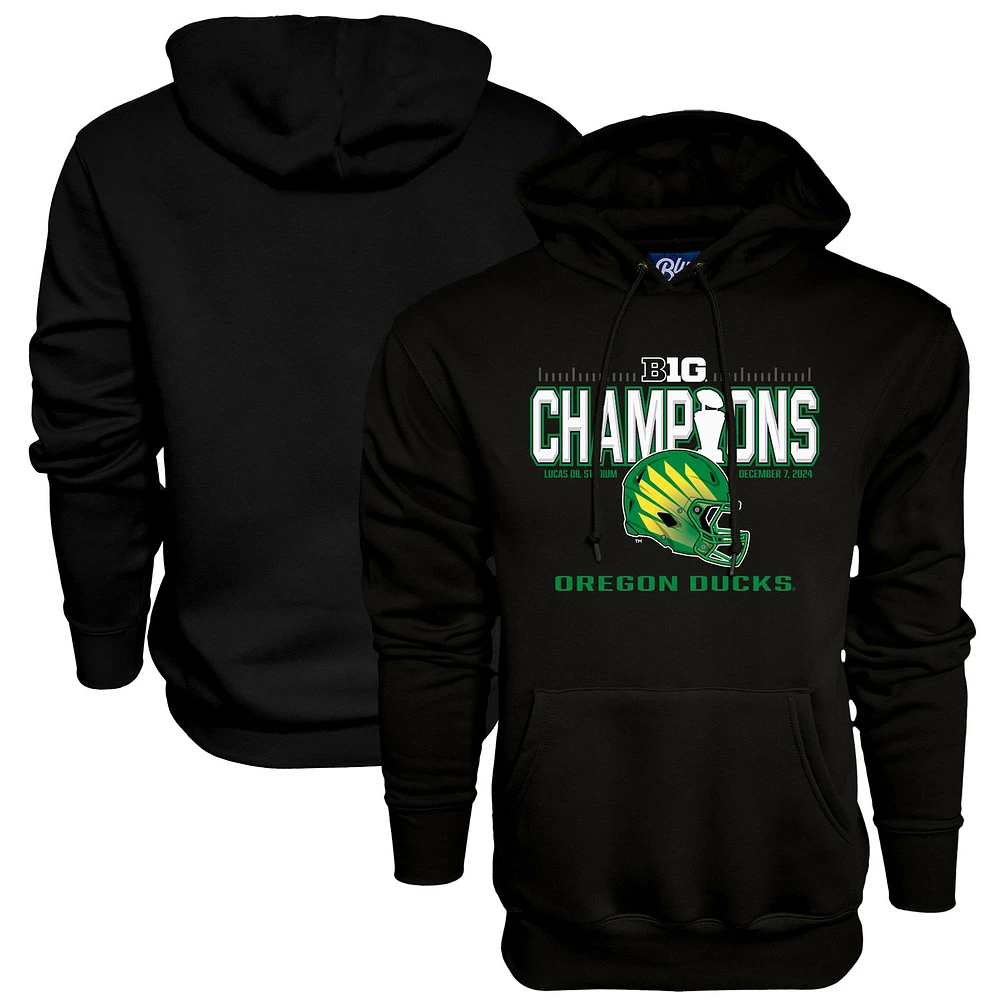 Men's Blue 84 Black Oregon Ducks 2024 Big Ten Football Conference Champions Locker Room Pullover Hoodie