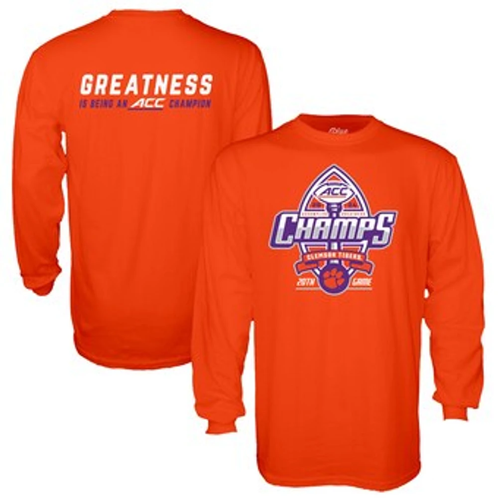 Men's Blue 84 Orange Clemson Tigers 2024 ACC Football Conference Champions Locker Room Long Sleeve T-Shirt