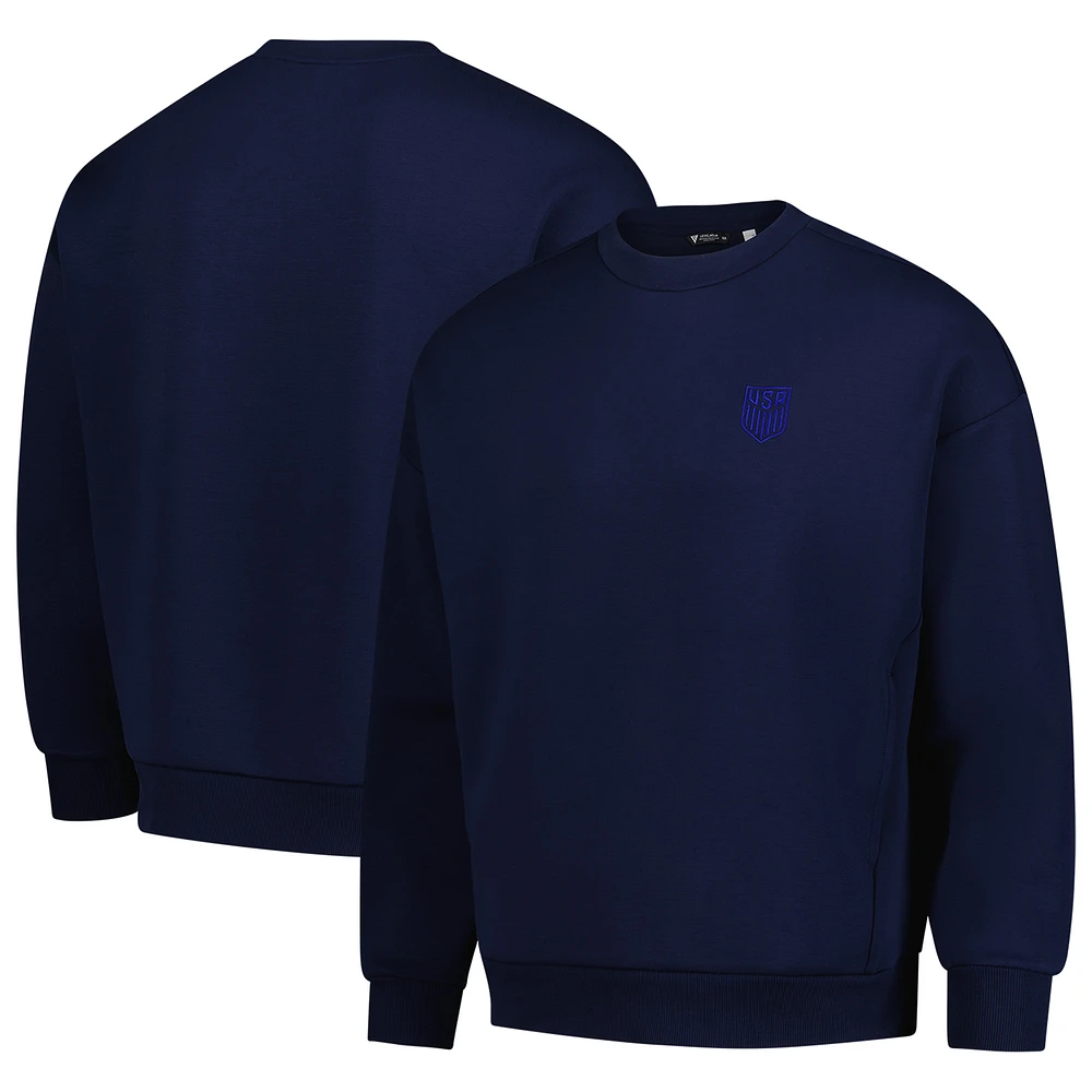 Men's Levelwear Navy USMNT Luxe Signature Lineage Tri-Blend Pullover Sweatshirt