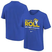 Youth Nike Royal Los Angeles Rams 2024 NFC West Division Champions Locker Room Trophy Collection T-Shirt