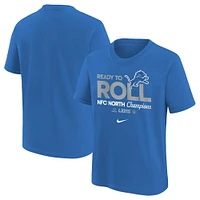 Youth Nike Blue Detroit Lions 2024 NFC North Division Champions Locker Room Trophy Collection T-Shirt