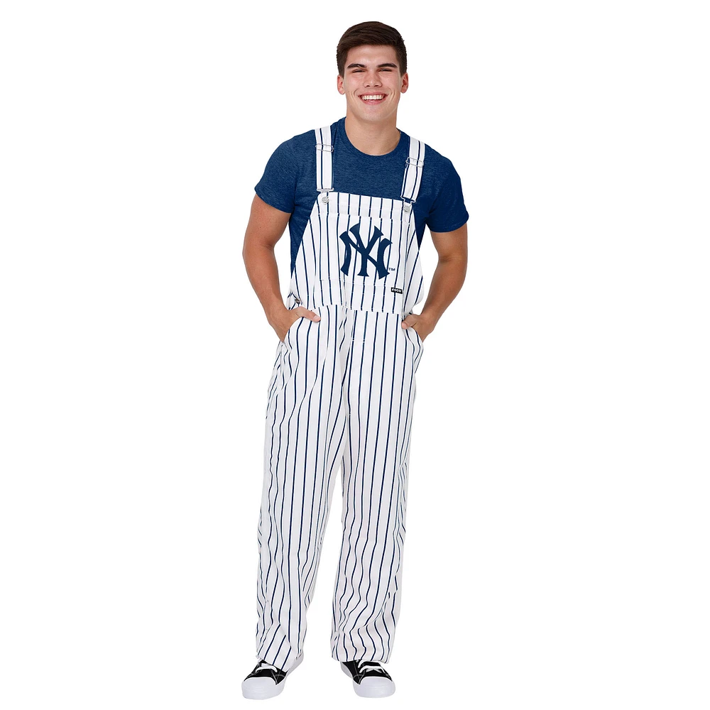 Men's FOCO White New York Yankees Pinstripe Bib Overalls