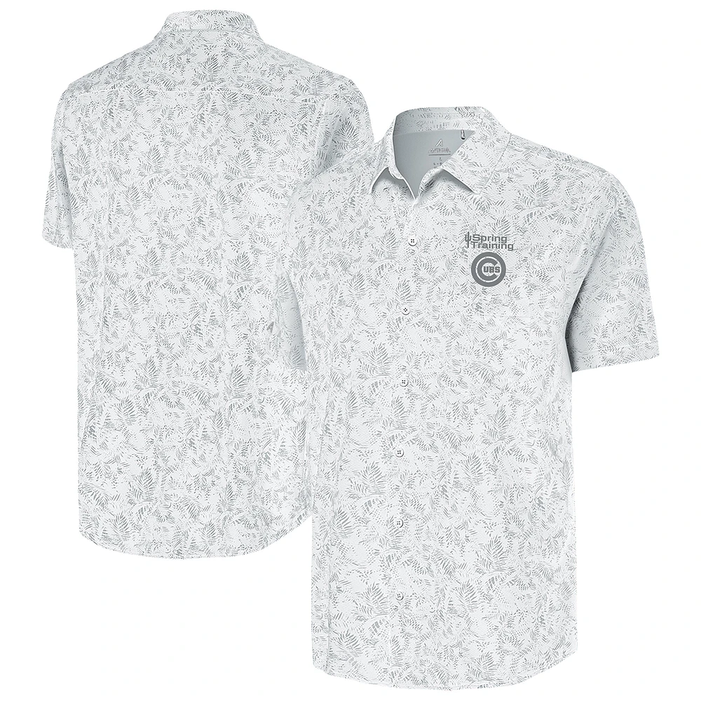 Men's Antigua White Chicago Cubs Cactus Spring Training Lush Button-Up Shirt