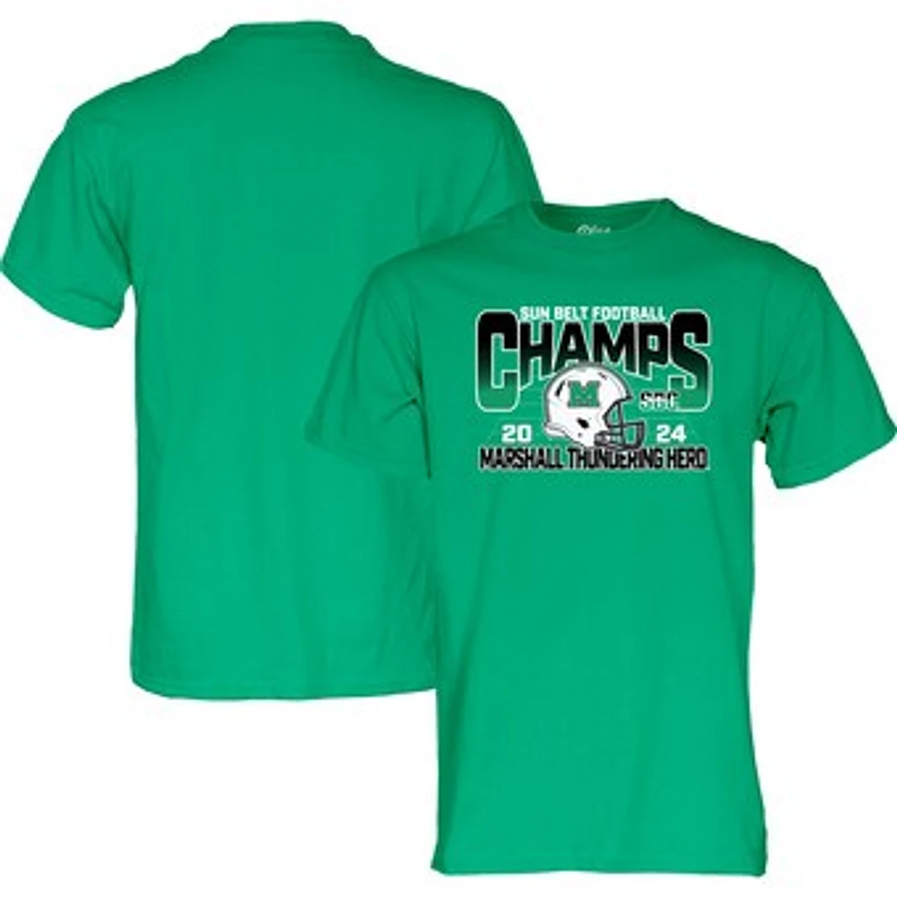 Unisex Blue 84  Kelly Green Marshall Thundering Herd 2024 Sun Belt Football Conference Champions T-Shirt