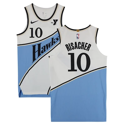 Zaccharie Risacher Atlanta Hawks Game-Used #10 White City Edition Nike Jersey vs. Dallas Mavericks on November 25, 2024 - Size 46+4