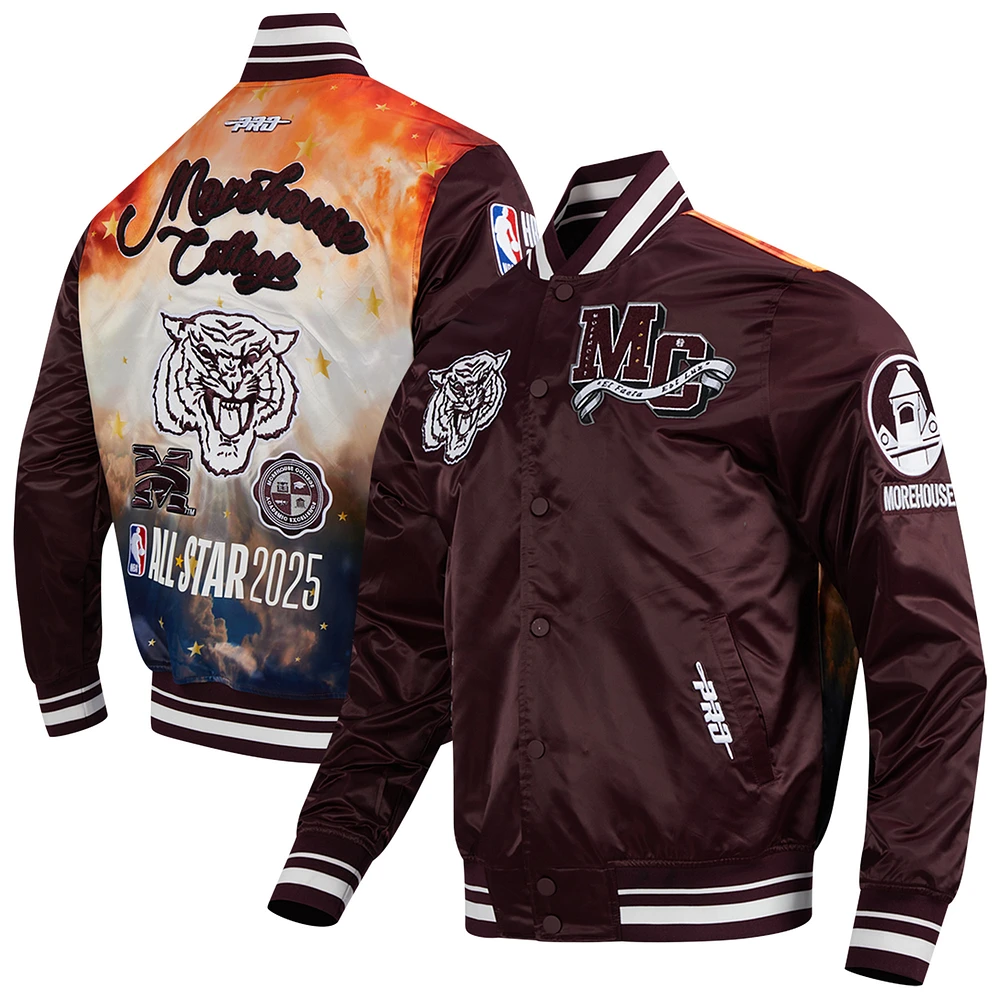 Men's Pro Standard  Wine All Star x HBCU Classic Full-Snap Satin Jacket