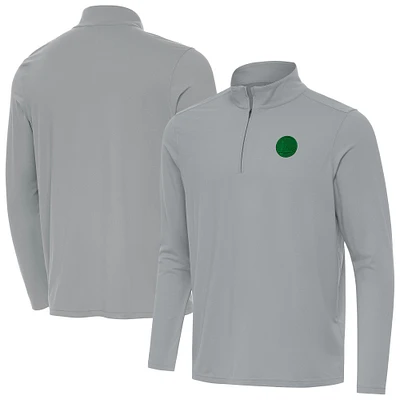 Men's Antigua Gray Golden State Warriors St. Patrick's Day Intent Quarter-Zip Jacket